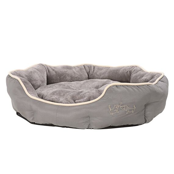 Dehner Lieblinge Hundebett und Katzenbett Sammy, oval, ca. 90 x 80 x 14 cm, Polyester, grau