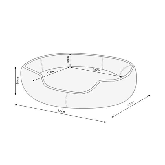 Dehner Lieblinge Hundebett und Katzenbett Sammy, oval, ca. 57 x 52 x 14 cm, Polyester, beige