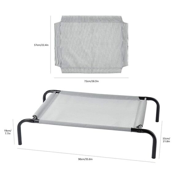 Amazon Basics Kühlendes erhöhtes Haustierbett per Hund, Größe S, L 90 x B 55 x H 19 cm, Grau