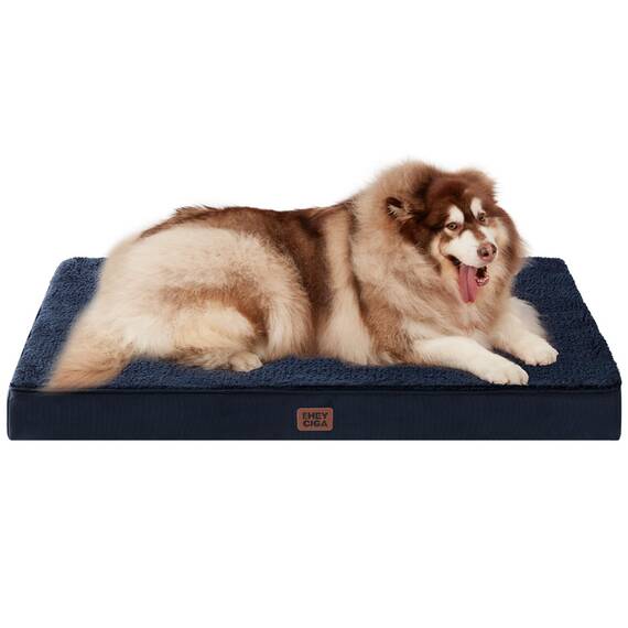 EHEYCIGA Orthopädisches Hundebett XXL Grosse Hunde 120x74x9cm, Hundekissen Waschbar Flauschig, Hundematte Hundematratze für Kiste, Marine Blau