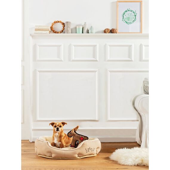 Dehner Lieblinge Hundebett und Katzenbett Sammy, oval, ca. 45 x 40 x 14 cm, Polyester, beige