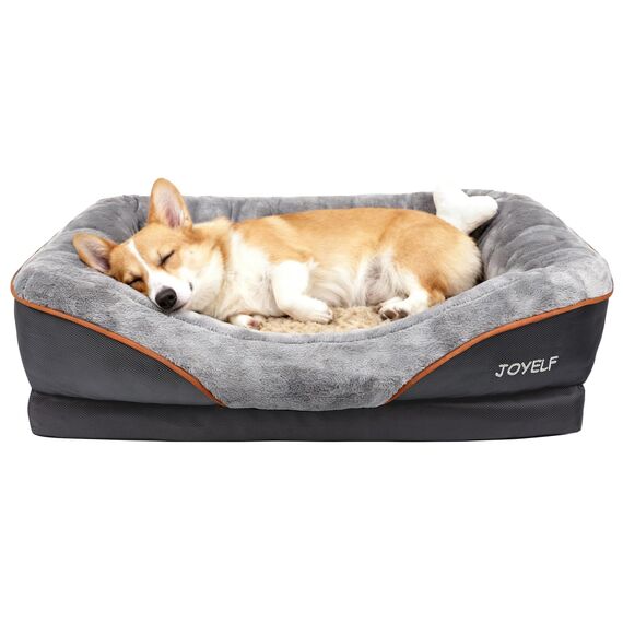 Joyelf Hundebett aus Memory-Schaum, orthopädisches Hundebett & Sofa mit abnehmbarem, waschbarem Bezug und Quietschspielzeug als Geschenk