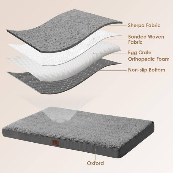 EHEYCIGA Orthopädisches Hundebett XXL Grosse Hunde 127x91x10cm, Hundekissen Waschbar Flauschig, Hundematte Hundematratze für Kiste, Grau