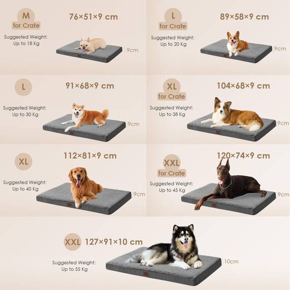 EHEYCIGA Orthopädisches Hundebett XXL Grosse Hunde 127x91x10cm, Hundekissen Waschbar Flauschig, Hundematte Hundematratze für Kiste, Grau