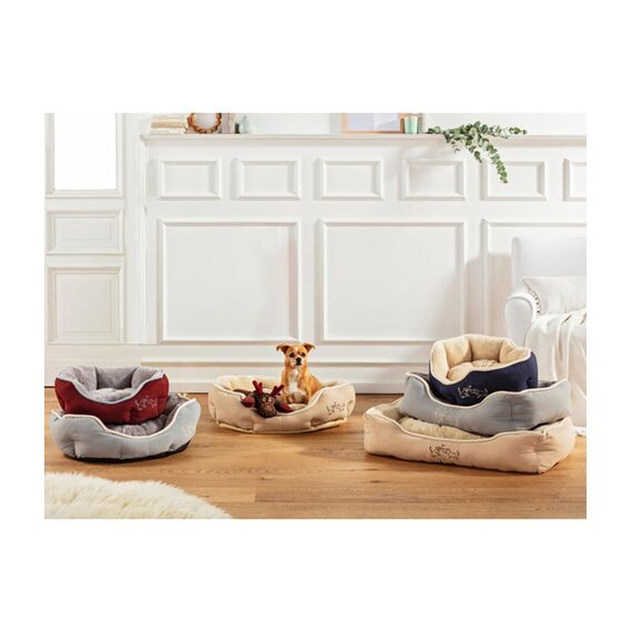 Dehner Lieblinge Hundebett und Katzenbett Sammy, oval, ca. 57 x 52 x 14 cm, Polyester, grau