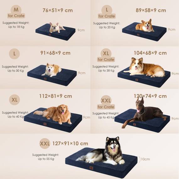 EHEYCIGA Orthopädisches Hundebett XXL Grosse Hunde 120x74x9cm, Hundekissen Waschbar Flauschig, Hundematte Hundematratze für Kiste, Marine Blau