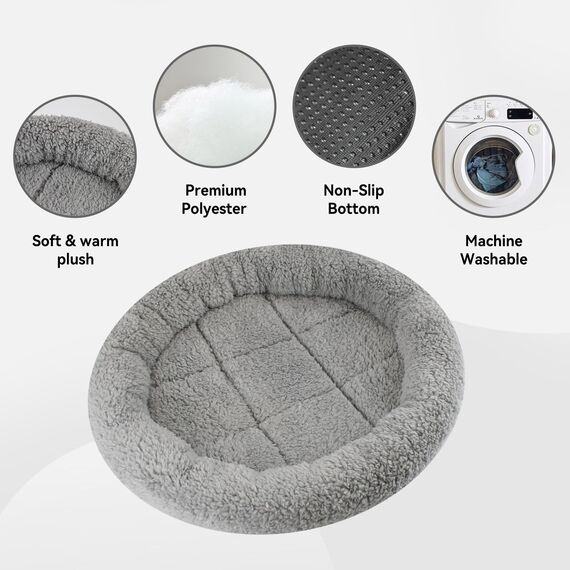 Namsan Katzenkissen Rund, Katzenbett 50cm, Rutschfes katzenhöhle, Waschbar Donut Kissen for Katzen/Kleiner Hund, Grau