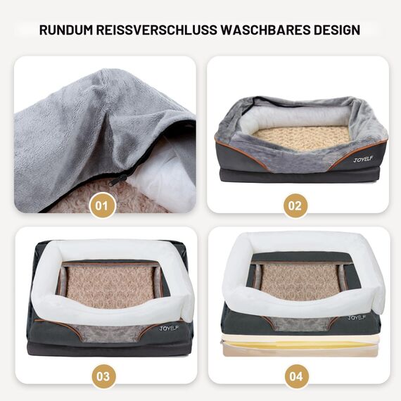 JOYELF Memory Foam Hundebett Kleines orthopädisches Hundebett & Sofa mit abnehmbarem waschbarem Bezug und Quietschspielzeug als Geschenk