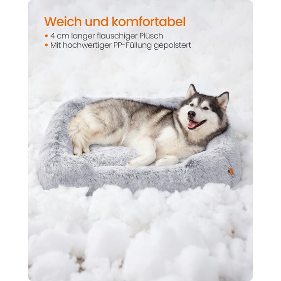 Feandrea Hundebett, extra großes Hundekissen, 120 x 85 x 23 cm, Hundekorb, weiche Polsterung, Hundesofa, erhöhte Ränder, Bezug abnehmbar und waschbar, rutschfest, Ombré-Grau PGW274GA01
