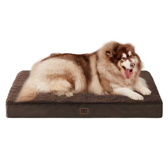 EHEYCIGA Orthopädisches Hundebett XXL Grosse Hunde 120x74x9cm, Hundekissen Waschbar Flauschig, Hundematte Hundematratze für Kiste, Braun