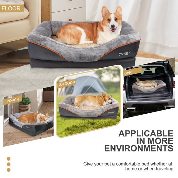 JOYELF Memory Foam Hundebett Kleines orthopädisches Hundebett & Sofa mit abnehmbarem waschbarem Bezug und Quietschspielzeug als Geschenk