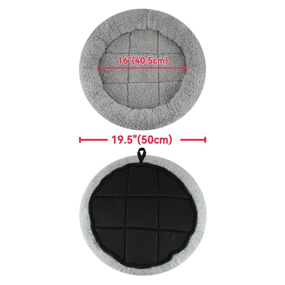 Namsan Katzenkissen Rund, Katzenbett 50cm, Rutschfes katzenhöhle, Waschbar Donut Kissen for Katzen/Kleiner Hund, Grau
