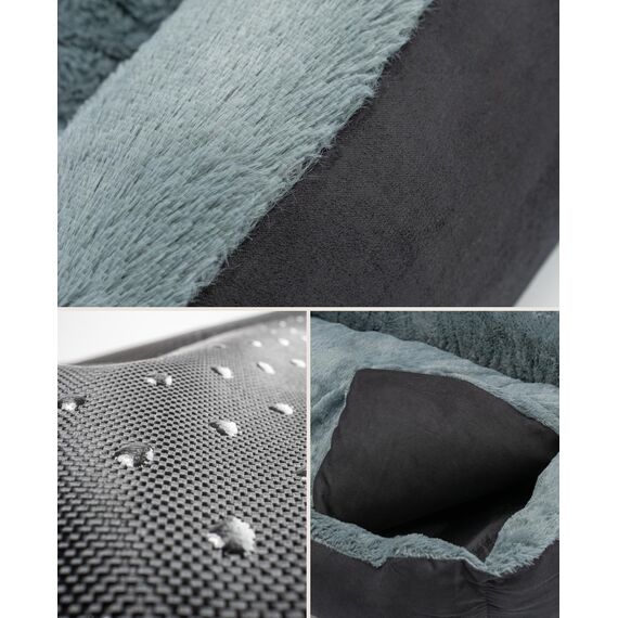 lionto Hundebett mit Wendekissen und Rutschfester Unterseite, Robustes Heimtierkissen mit tiefem Einstieg für Hunde und Katzen jeden Alters, 50x37 cm, kuscheliges Hundekissen, schwarz/grau