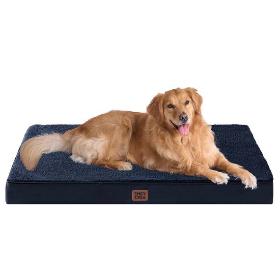 EHEYCIGA Orthopädisches Hundebett Grosse Hunde XL 112x81x9cm, Hundekissen Waschbar Flauschig, Hundematte Hundematratze für Kiste, Marine Blau