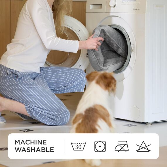 BEDSURE Katzenbett waschbar Katzen Bettchen - 51x41cm Katzenkorb Indoor mit Rutschfester Basis, quadratisches Hundebett für kleine Hunde mit weichem Rand, grau