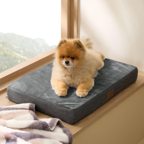 BEDSURE orthopädisches Hundekissen kleine Hunde - 61x41x8cm waschbares Hundebett mit 2 in 1 Memoryschaum, kuscheliges Hundematte Hundematratze, dunkelgrau