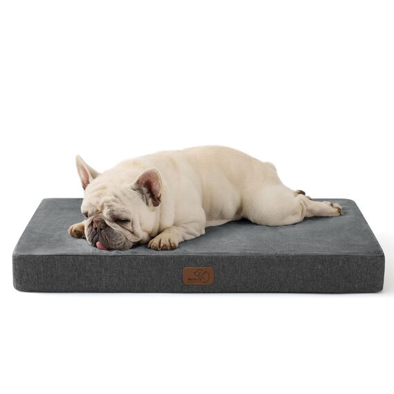BEDSURE orthopädisches Hundekissen mittelgroße Hunde - 74x46x8cm waschbares Hundebett mit 2 in 1 Memoryschaum, kuscheliges Hundematte Hundematratze, dunkelgrau