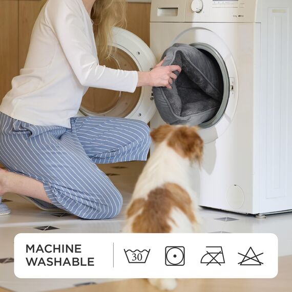BEDSURE Katzenbett waschbar Katzen Bettchen - 51x41cm Katzenkorb Indoor mit Rutschfester Basis, quadratisches Hundebett für kleine Hunde mit weichem Rand, Dunkelgrau