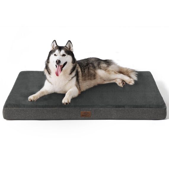 BEDSURE orthopädisches Hundekissen große Hunde - 120x74x10cm waschbares Hundebett mit 2 in 1 Memoryschaum, kuscheliges Hundematte Hundematratze in größe, dunkelgrau