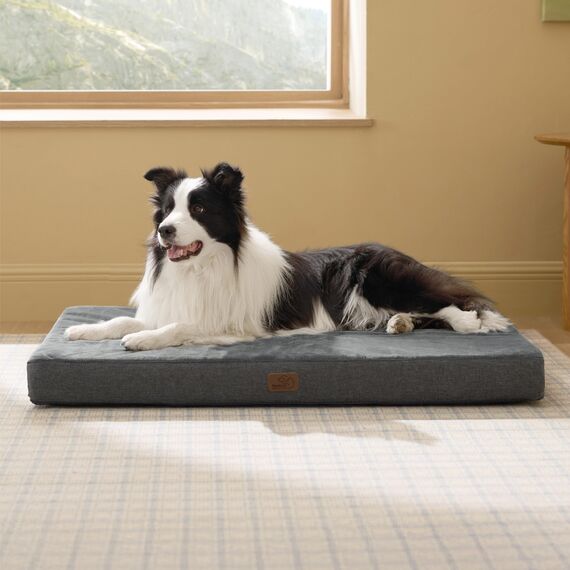 BEDSURE orthopädisches Hundekissen große Hunde - 89x56x8cm waschbares Hundebett mit 2 in 1 Memoryschaum, kuscheliges Hundematte Hundematratze, dunkelgrau