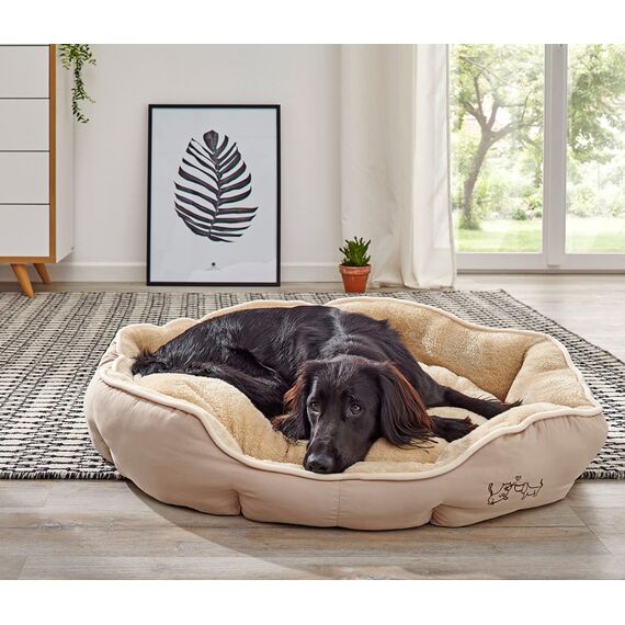 Dehner Lieblinge Hundebett und Katzenbett Sammy, oval, ca. 70 x 65 x 14 cm, Polyester, grau