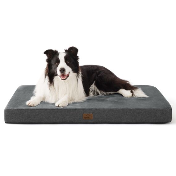 BEDSURE orthopädisches Hundekissen große Hunde - 89x56x8cm waschbares Hundebett mit 2 in 1 Memoryschaum, kuscheliges Hundematte Hundematratze, dunkelgrau