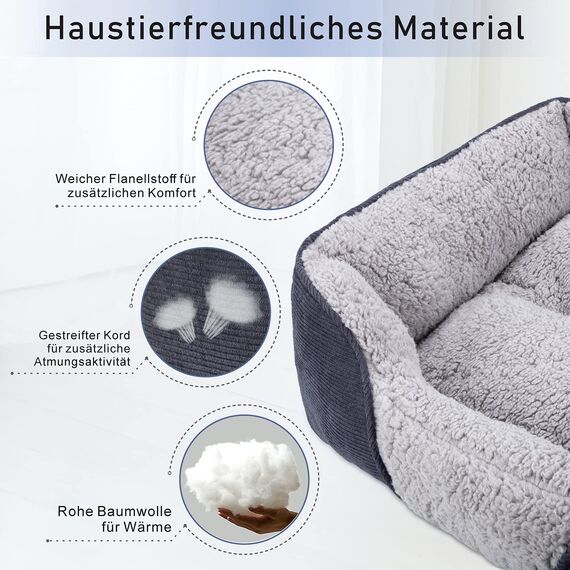 JOEJOY Hundebett XXL für Grosse Hunde, Hundekorb Waschbar, rutschfest HundeköRbchen, Bequem Anti Stress Hundebetten Grosse Hunde, 106x80x23cm