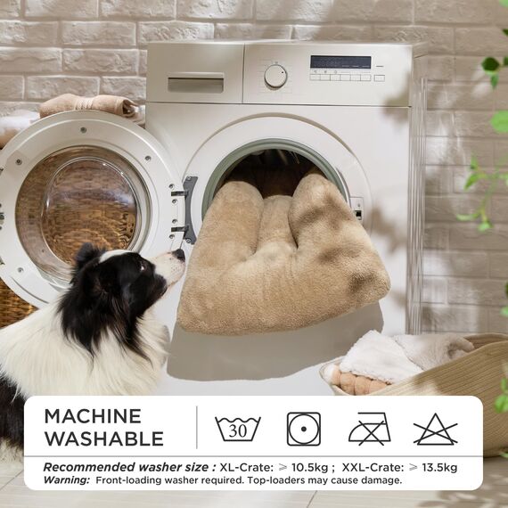 BEDSURE Hundebett Waschbar Groß - Hundekissen Bett Beruhigende Hundematratze mit Rutschfestem Boden, Warmes Kissen für Große Haustiere, Kamel, 89x58x8cm
