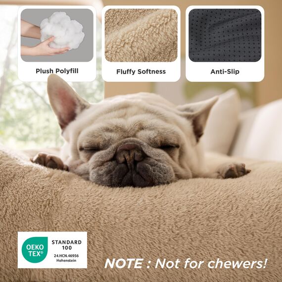 BEDSURE Hundebett Waschbar Extra Groß - XL Hundekissen Bett Beruhigende Hundematratze mit Rutschfestem Boden, Hund Angst Kissen für Sehr Große Haustiere, Kamel, 104x69x8cm