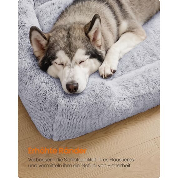 Feandrea Hundebett, extra großes Hundekissen, 120 x 85 x 23 cm, Hundekorb, weiche Polsterung, Hundesofa, erhöhte Ränder, Bezug abnehmbar und waschbar, rutschfest, Ombré-Grau PGW274GA01