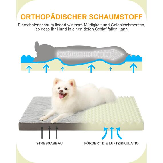 KSIIA Orthopädisches Hundebett Kleine Hunde, Hundekissen Waschbar 60x45cm, Hundebetten mit Abnehmbarer Deckel, Hundematte Doppelseitig Wendbare, Grau