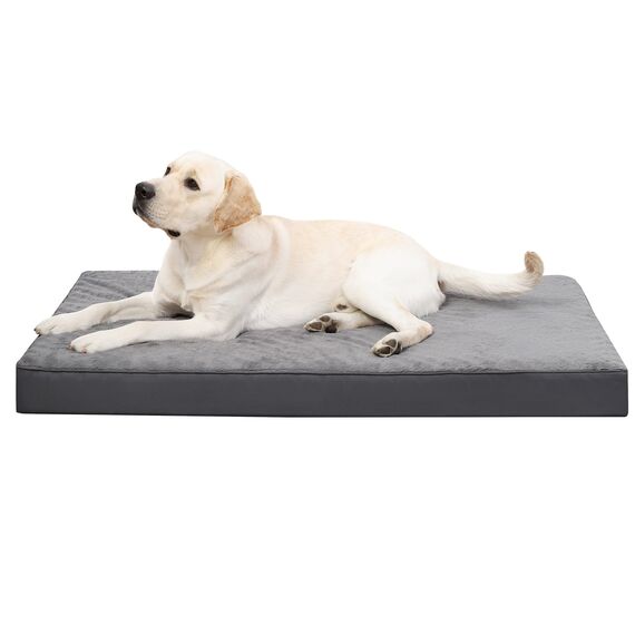 KSIIA Hundebett Orthopädisch Grosse Hunde, Hundekissen Waschbar 91x68cm, Hundebetten mit Abnehmbarer Deckel, Hundematte Doppelseitig Wendbare, Dunkelgrau