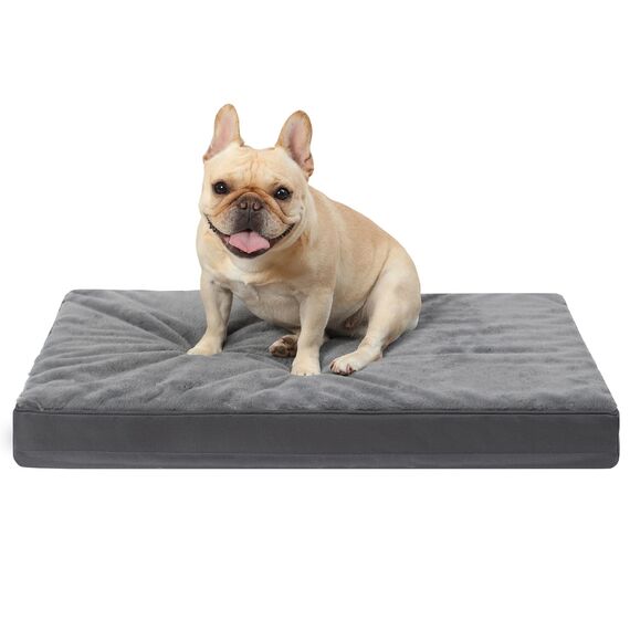 KSIIA Orthopädisches Hundebett Mittelgroße Hunde, Hundekissen Waschbar 90x57cm, Hundebetten mit Abnehmbarer Deckel, Hundematte Doppelseitig Wendbare, Dunkelgrau