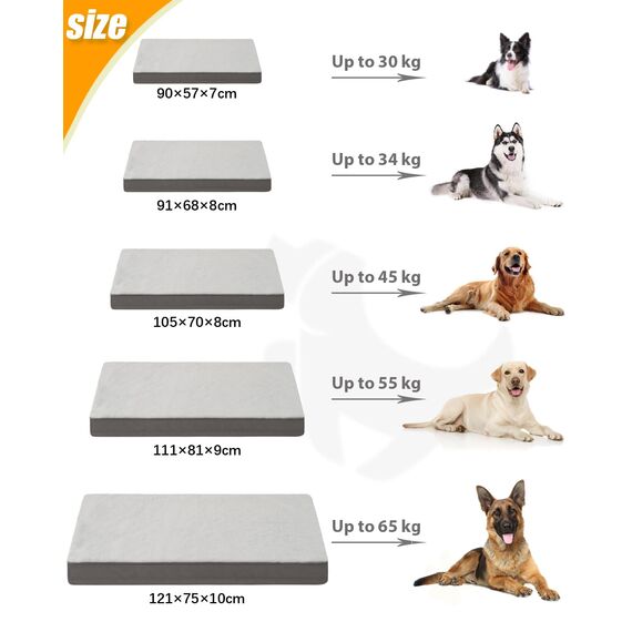 KSIIA Orthopädisches Hundebett Grosse Hunde, Hundekissen Waschbar 105x70cm, Hundebetten mit Abnehmbarer Deckel, Hundematte Doppelseitig Wendbare, Grau (Packung mit 2)