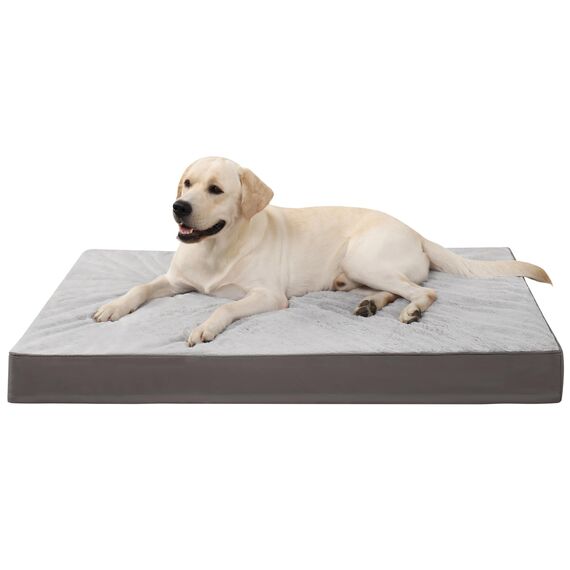 KSIIA Orthopädisches Hundebett XXL, Hundekissen Grosse Hunde Waschbar 121x75cm, Hundebetten mit Abnehmbarer Deckel, Hundematte Doppelseitig Wendbare, Grau