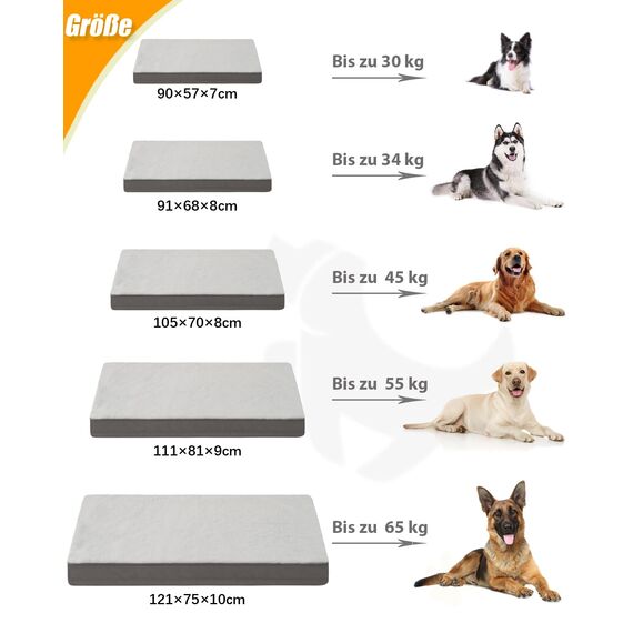 KSIIA Orthopädisches Hundebett XL, Hundekissen Grosse Hunde Waschbar 111x81cm, Hundebetten mit Abnehmbarer Deckel, Hundematte Doppelseitig Wendbare, Grau