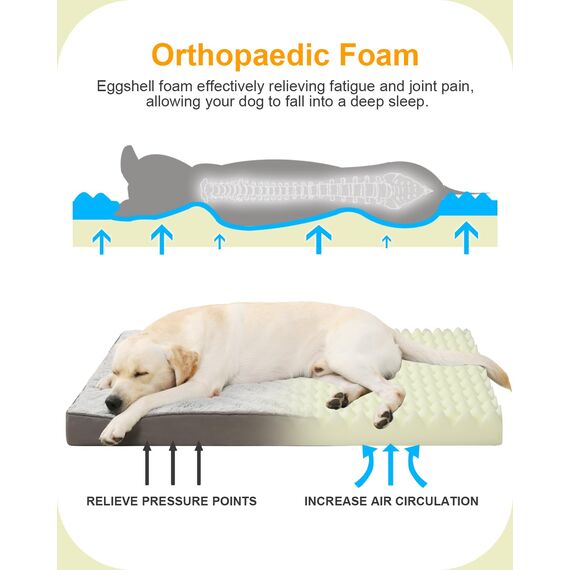 KSIIA Orthopädisches Hundebett Grosse Hunde, Hundekissen Waschbar 105x70cm, Hundebetten mit Abnehmbarer Deckel, Hundematte Doppelseitig Wendbare, Grau (Packung mit 2)