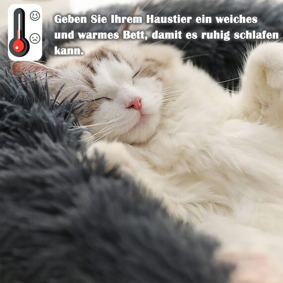 Hundebett Katzenbett Flauschig Rund aus Plüsch - Donut Kuscheliges Hundekissen Hundekorb Waschbar M/L/XL/XXL/3XL für Mittelgroße und Große Hunde, Katzen und Andere Haustiere (3XL-100cm, Dunkelgrau)