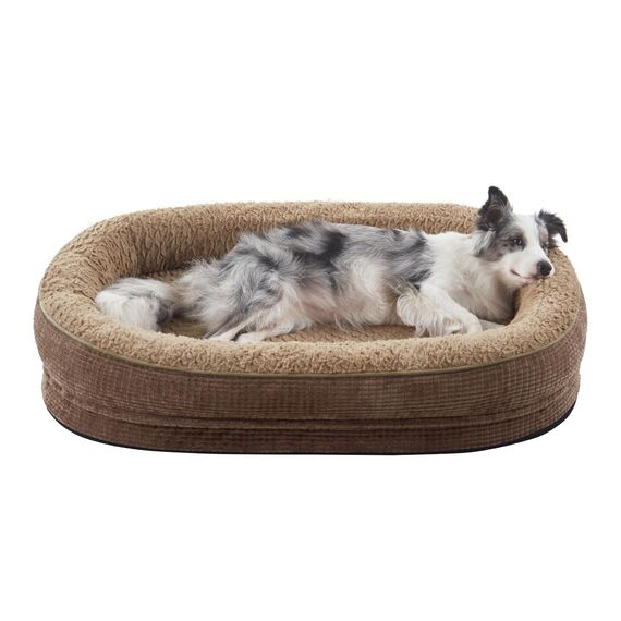 Pawk Orthopädisches Hundebett Mittelgroße Hunde, 89x63cm, Vierseitiges Nackenrolle Hundebett Orthopädisch, Memory Foam hundebetten Wasserdicht rutschfest, Hundecouch mit Hohem Rand Outdoor, Brun