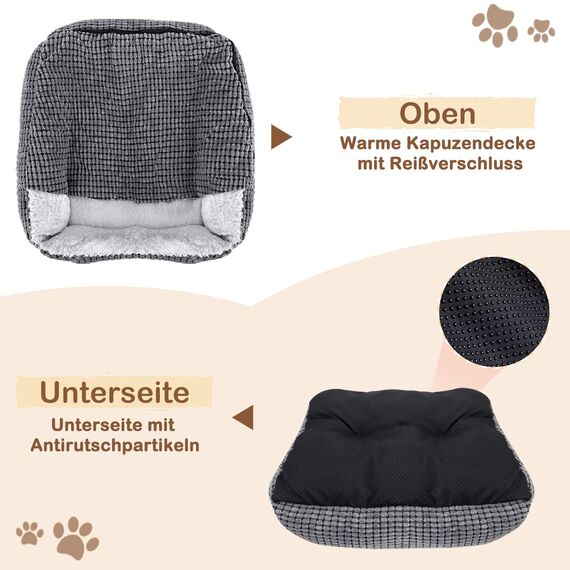 JOEJOY Hundebett Grosse Hunde, Hundekorb mit Herausnehmbar Decke, Hundebetten Cord Flauschiges Waschbar, rutschfest Hundekörbchen, Hundesofa mit Hohem Rand Passt bis zu 27kg Haustiere(89x64x23cm)