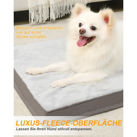 KSIIA Orthopädisches Hundebett Kleine Hunde, Hundekissen Waschbar 60x45cm, Hundebetten mit Abnehmbarer Deckel, Hundematte Doppelseitig Wendbare, Grau