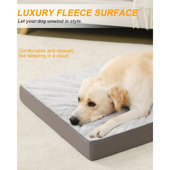 KSIIA Orthopädisches Hundebett Grosse Hunde, Hundekissen Waschbar 105x70cm, Hundebetten mit Abnehmbarer Deckel, Hundematte Doppelseitig Wendbare, Grau (Packung mit 2)