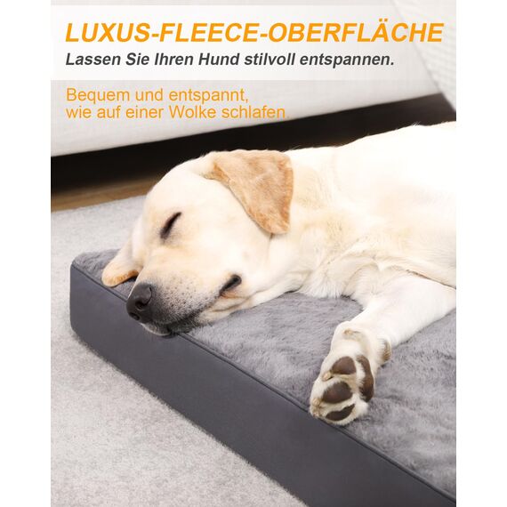 KSIIA Orthopädisches Hundebett XL, Hundekissen Grosse Hunde Waschbar 111x81cm, Hundebetten mit Abnehmbarer Deckel, Hundematte Doppelseitig Wendbare, Dunkelgrau