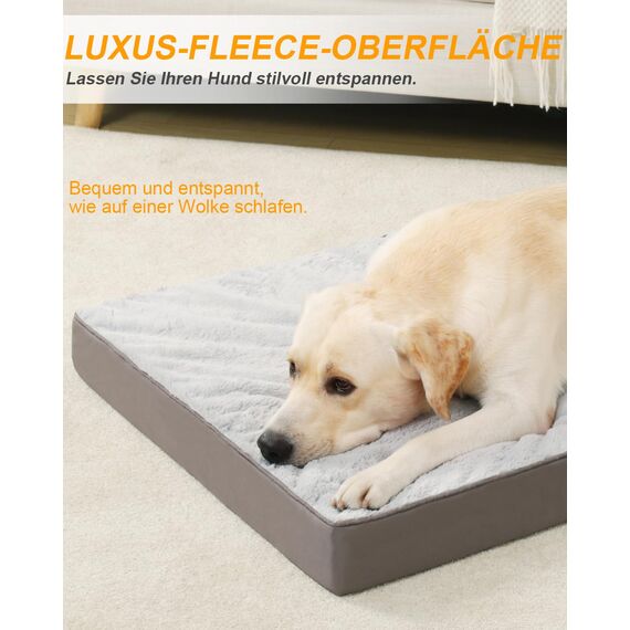 KSIIA Orthopädisches Hundebett XXL, Hundekissen Grosse Hunde Waschbar 121x75cm, Hundebetten mit Abnehmbarer Deckel, Hundematte Doppelseitig Wendbare, Grau