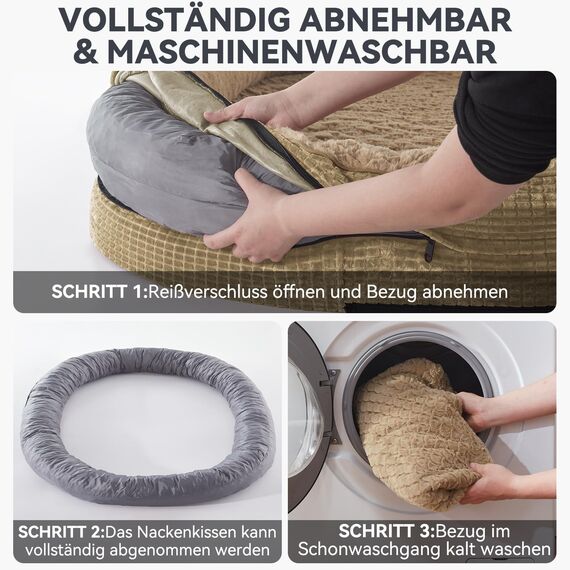 Pawk Orthopädisches Hundebett Mittelgroße Hunde, Vierseitiges Nackenrolle Kissen Hundebett Orthopädisch, Memory Foam Hundekorb Wasserdicht rutschfest, Hundebetten Abnehmbar und Waschbar