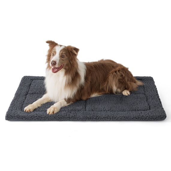BEDSURE waschbar Hundematte Große Hunde - 104x69 cm Hundekissen waschbar für Grosse Hunde, Sherpa-Plüsch Hundebett groß mit hochdichter Schaumstofffüllung, dunkelgrau