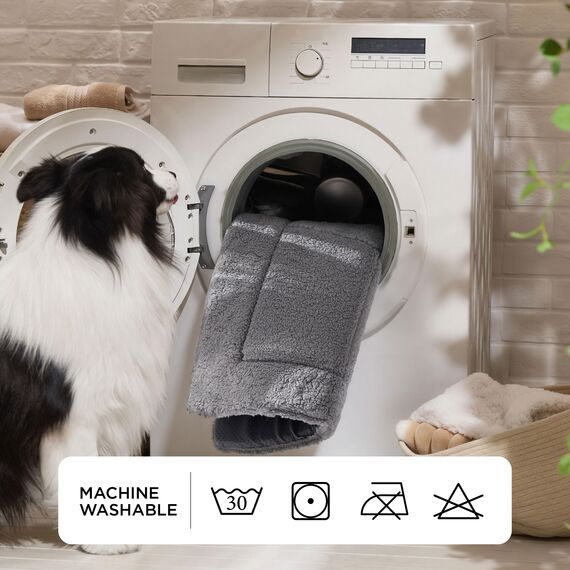 BEDSURE waschbar Hundematte Große Hunde - 104x69 cm Hundekissen waschbar für Grosse Hunde, Sherpa-Plüsch Hundebett groß mit hochdichter Schaumstofffüllung, grau