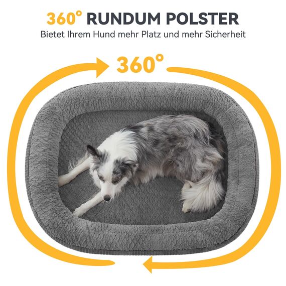 Pawk Orthopädisches Hundebett Kleine Hunde, 71x58cm Vierseitiges Nackenrolle Hundebett Orthopädisch, Memory Foam Hundekorb Wasserdicht rutschfest, Hundebetten Abnehmbar und Waschbar Outdoor, Gris