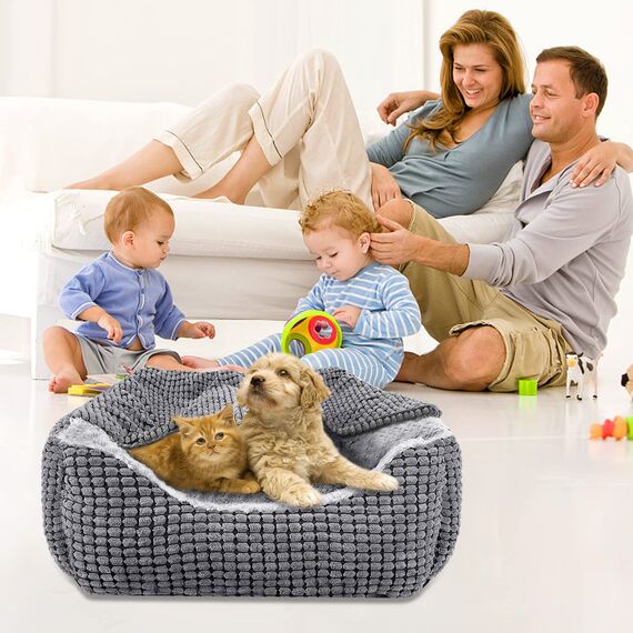 JOEJOY Hundebett Grosse Hunde, Hundekorb mit Herausnehmbar Decke, Hundebetten Cord Flauschiges Waschbar, rutschfest Hundekörbchen, Hundesofa mit Hohem Rand Passt bis zu 27kg Haustiere(89x64x23cm)