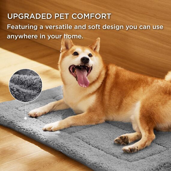BEDSURE waschbar Hundematte Mittelgroße Hunde - 74x46 cm Hundekissen mittelgroße Hunde mit hochdichter Schaumstofffüllung, Sherpa-Plüsch waschbar Hundematratze, grau